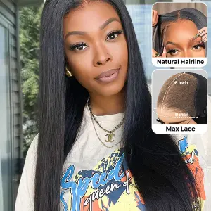 9x6 HD Lace M-cap Wear Go Glueless Mini Knots Straight Hair Pre-cut Lace Front Wig Pre-plucked