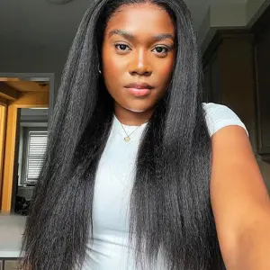 Pre-cut 9x6 Lace M-cap Wear Go Glueless Mini Knots Kinky Straight Hair HD Lace Front Wig Pre-plucked