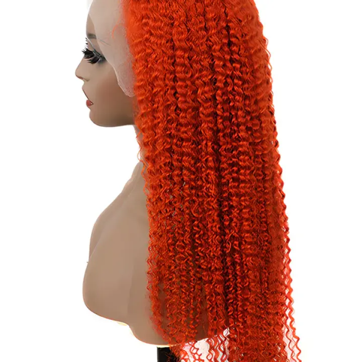 Bright Orange Kinky Curly Hair 13x4 Lace Front Wigs For Women