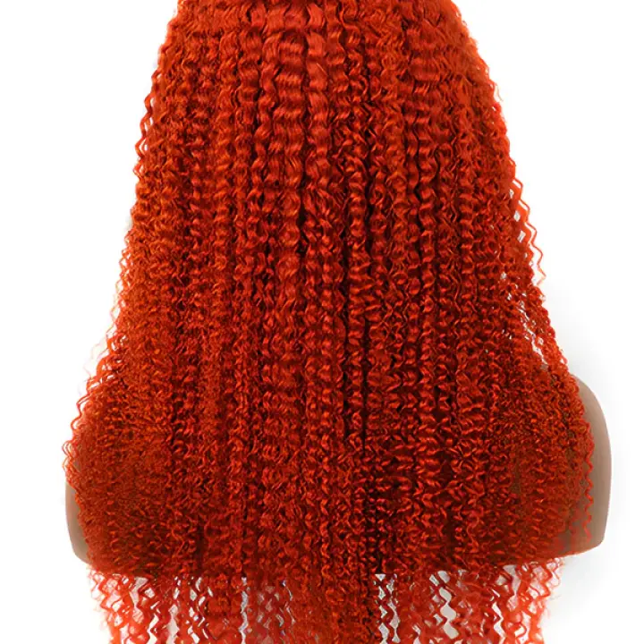 Bright Orange Kinky Curly Hair 13x4 Lace Front Wigs For Women