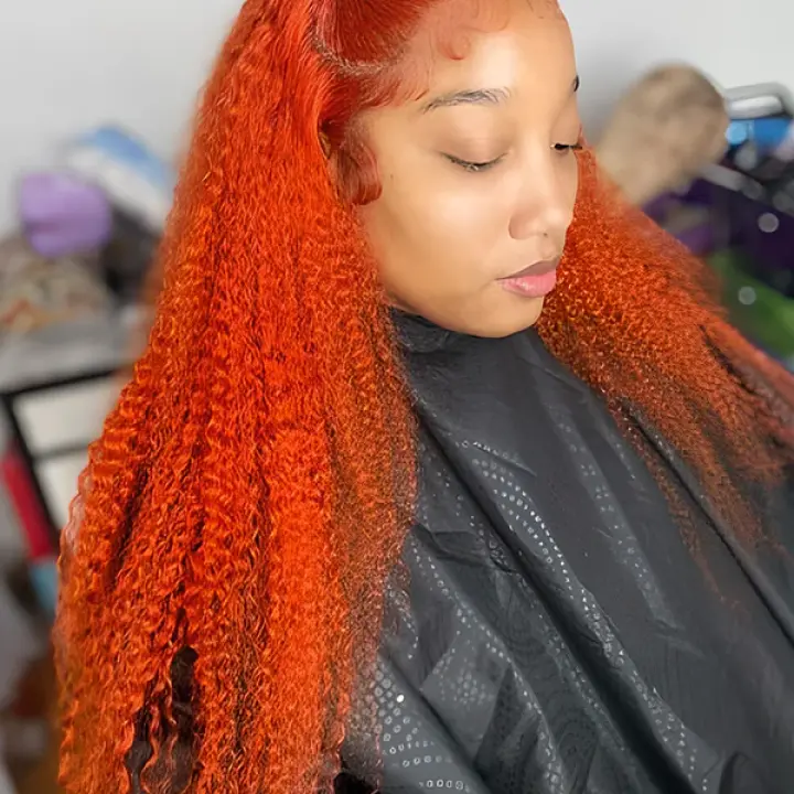 Bright Orange Kinky Curly Hair 13x4 Lace Front Wigs For Women