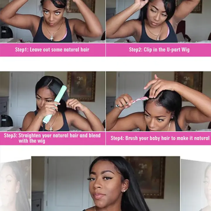 U part Wig 180% Density Body Wave Hair Glueless No Lace Human Hair Wigs