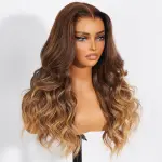 Airtouch Balayage 13x6 ProAngle™ Frontal Pull Go Wigs Brown to Honey Blonde Ombre Body Wave Glueless Pre-All Wigs