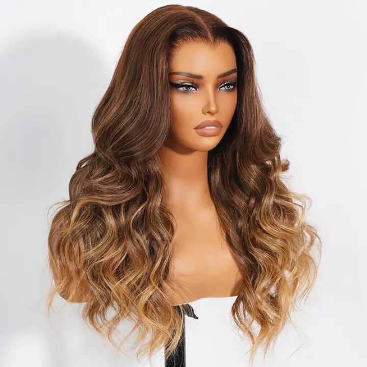 Airtouch Balayage 13x6 ProAngle™ Frontal Pull Go Wigs Brown to Honey Blonde Ombre Body Wave Glueless Pre-All Wigs