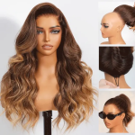 Airtouch Balayage 13x6 ProAngle™ Frontal Pull Go Wigs Brown to Honey Blonde Ombre Body Wave Glueless Pre-All Wigs