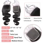 Body Wave Human Hair 4 Bundles with 4x4/5x5 Lace Closure