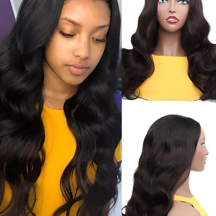 U part Wig 180% Density Body Wave Hair Glueless No Lace Human Hair Wigs
